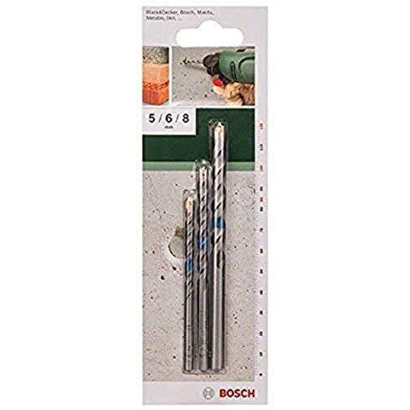 Bosch Accessories 2609255416 Acciaio Kit punte per calcestruzzo 3 parti 5 mm, 6 mm, 8 mm Alberino cilindrico 1 KIT