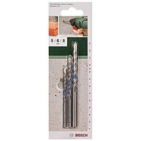 Bosch Accessories 2609255416 Acciaio Kit punte per calcestruzzo 3 parti 5 mm, 6 mm, 8 mm Alberino cilindrico 1 KIT