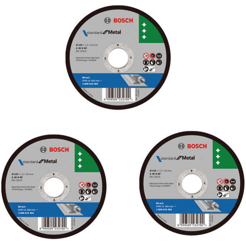 Bosch Accessories 3 disques à tronçonner Expert for Inox (pour acier inoxydable, 230 22.23 3.3 mm, accessoires meuleuse angulaire)