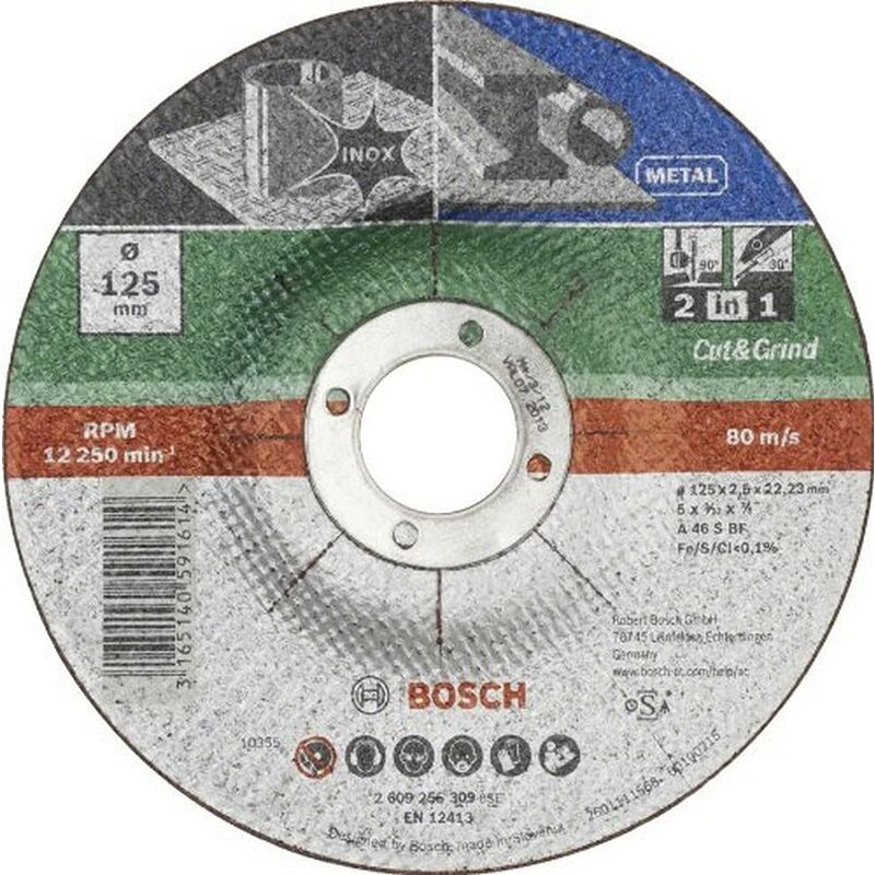 Bosch - Accessories a 46 s bf 2609256309 Disco da taglio e rettifica 125 mm 1 pz. Acciaio inox, Metallo