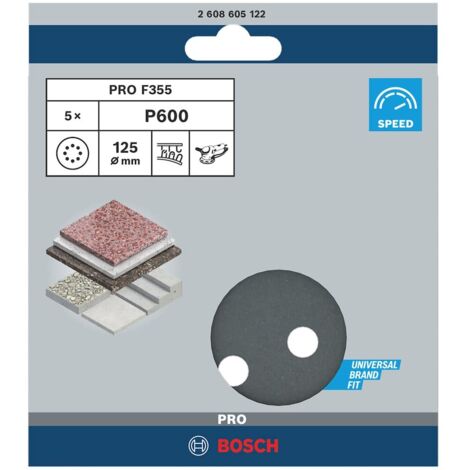 Bosch Accessories Best for Stone 2608605122 Carta abrasiva eccentrica a strappo, perforato Dimensione dei grani 600 (Ø)