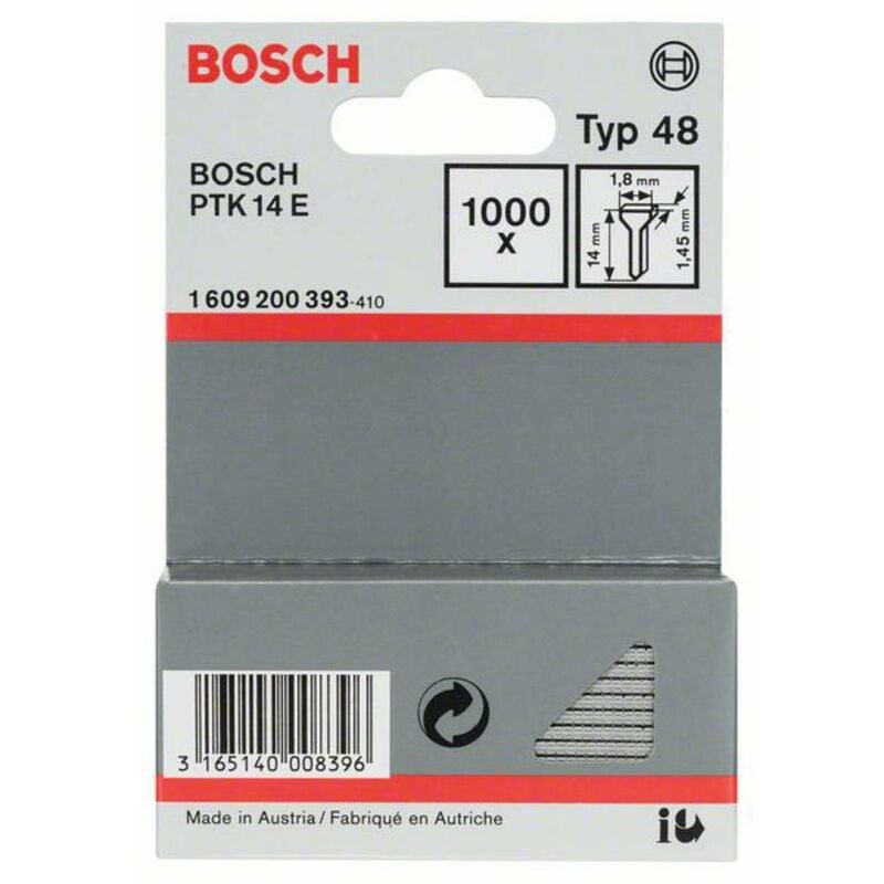 Image of Groppini tipo 48 - 1,8 x 1,45 x 14 mm 1000 pz. Bosch Accessories 1609200393 Dimensioni (l x l) 14 mm x 1.8 mm