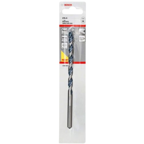 Bosch Accessories CYL-5 2608588152 Acciaio Punta per calcestruzzo 8 mm Lunghezza totale 150 mm Alberino cilindrico 1 pz