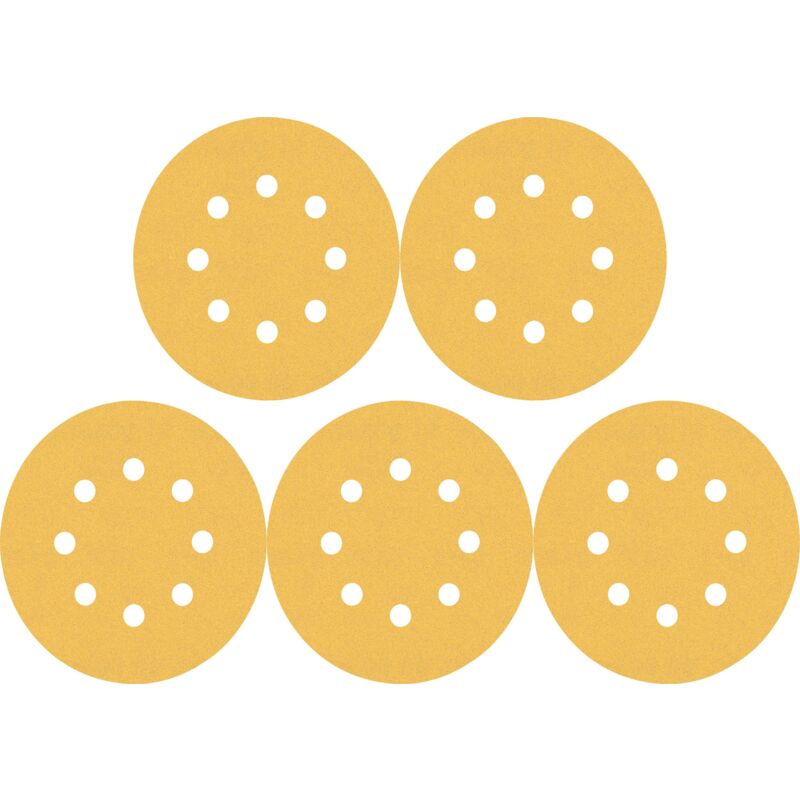 Professional 5x Carte Abrasive Expert C470 con 8 Fori per Legno Duro, Vernice su Legno, ø 115 mm, Grana 120, Accessorio Levigatrice Rotoorbitale