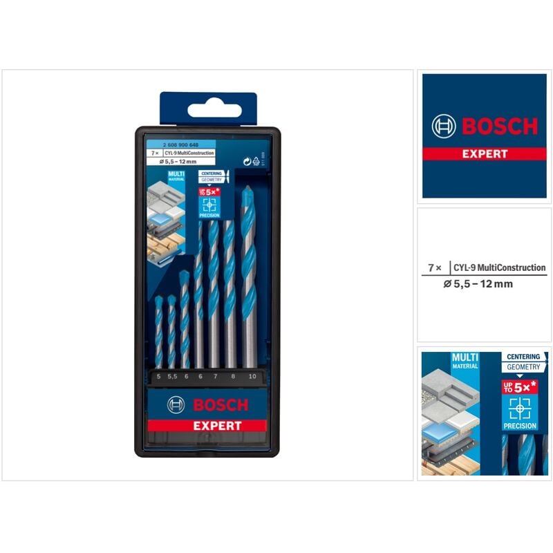 Bosch - expert CYL-9 Forets Multi construction (5 / 5,5 / 6/6/7/8/10 mm) - 7 pièces