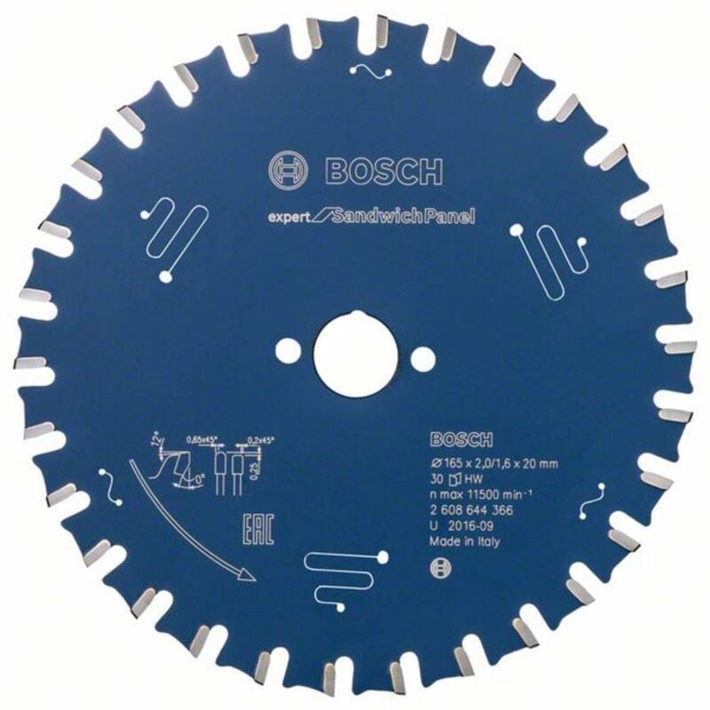 Bosch Accessories Expert for Sandwich Panel 2608644366 Lame de scie circulaire 165 x 20 x 1.6 mm Nombre de dents: 30 1