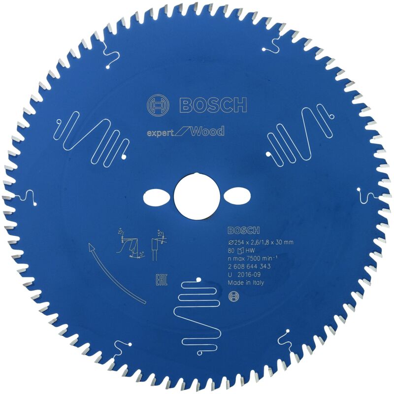 Bosch - Professional 1x Circular Saw Blade de Expert for Wood (for Wood, ø 254x2.6/1.8x30 mm, 80 Teeth, Accessories for Table Saws de)