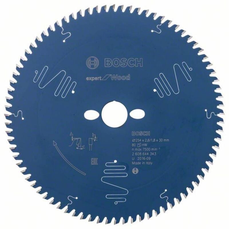 Bosch - Accessories Expert for Wood 2608644343 Lame de scie circulaire 254 x 30 x 1.8 mm Nombre de dents: 80 1 pc(s)