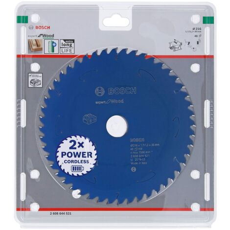 Bosch Accessories Lama Per Sega Circolare Expert For Wood (Legno, 216 x 30 x 1.7 mm, 48 Denti, Accessorio Per Sega Circolare A Batteria)