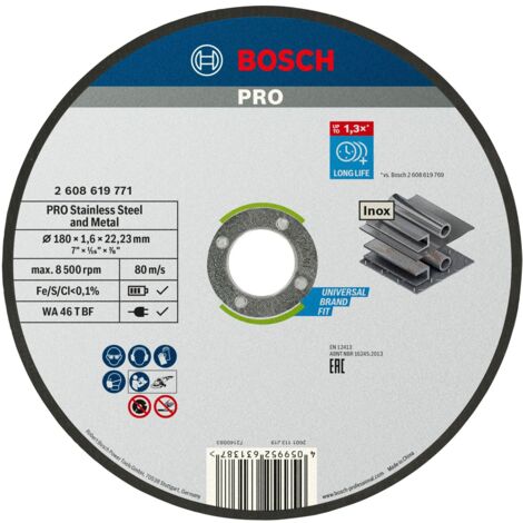 Bosch Accessories Standard for Inox 2608619771 Disque à tronçonner 180 mm 1 pc(s) acier inoxydable