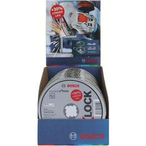 Disques à tronçonner X-Lock Métal/inox Ø125x1.6 BOSCH - 10 pièces- 2608619364