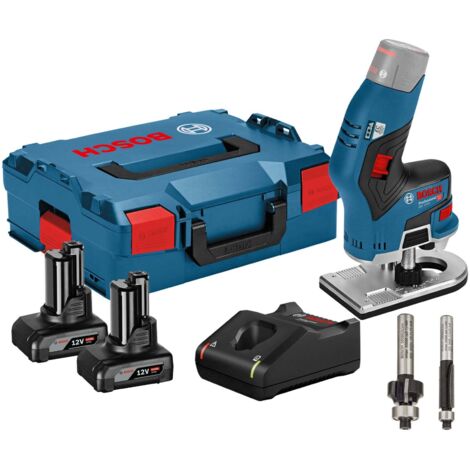 Bosch Affleureuse GKF 12V-8 sans fil 12 V / 2x Batterie 4,0 Ah + Chargeur incl. 2x Fraises en L-Boxx