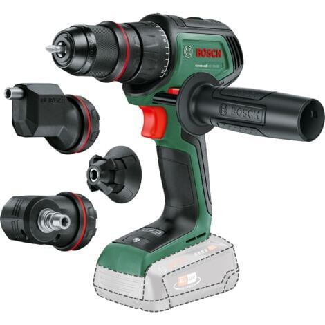 Bosch Akku-Bohrschrauber AdvancedDrill 18V-80 QuickSnap (zum Bohren und Schrauben, 18V, Metallbohrfutter, Magnetkappe, Exzenter- und Winkelaufsatz, Zusatzhandgriff, ohne Akku)
