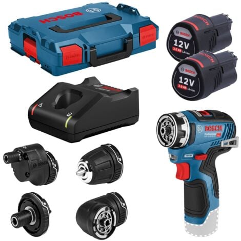 BOSCH PROFESSIONAL Bosch Akku-Bohrschrauber GSR 12V-35 FC, incl. 2x Akku GBA 3 Ah, Schnellladegerät, 4x Aufsatz, L-BOXX