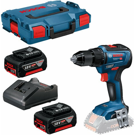 BOSCH GSR18V-55 Bohrschrauber – 2 GBA 18V Li-Ion 4,0 Ah Akkus – GAL 18V40 Schnellladegerät – L-Boxx 136 Box – 06019H5200