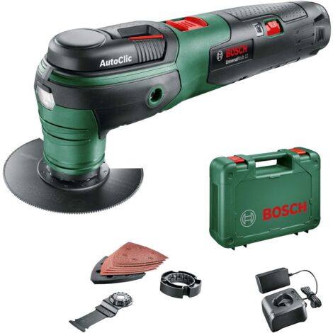 Bosch Akku Multifunktionswerkzeug UniversalMulti 12 (1 Akku, 12 Volt System, für Starlock Zubehör, 6tlg. Schleifpapierset, 4 Zubehörteile)
