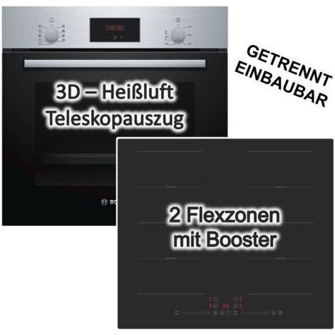 BOSCH Backofen Teleskopauszug + PKM Flex-Induktionskochfeld autark 60cm
