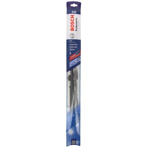 Bosch – Balai essuie-glace plat ENDURANCE E58 – Ultra plat sans armature – Adaptateur Multi-clip compatible 6 systèmes – Essuyage haute performance