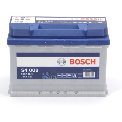 Bosch – Batterie de démarrage 74Ah 680A 12V – Plomb Calcium sans entretien – Compatible voitures, camionnettes et bateaux - S4008
