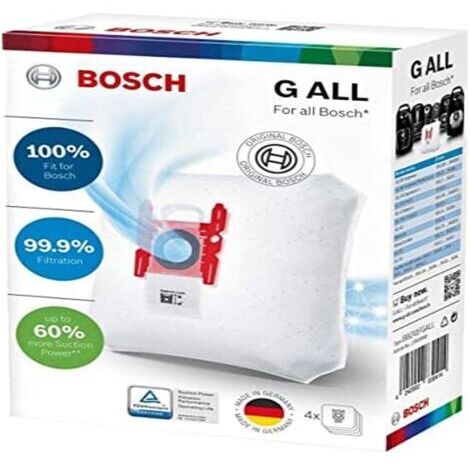 Bosch BBZ41FGALL Megaair Super Tex Type G ALL sac à vide grand 5 litres Capacité Lot de 4, Gris