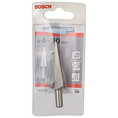 Bosch Blechsch�lbohrer HSS con Sechskantschaft, diametro 4-20 mm, lunghezza 65 mm, 1/4", confezione da 1