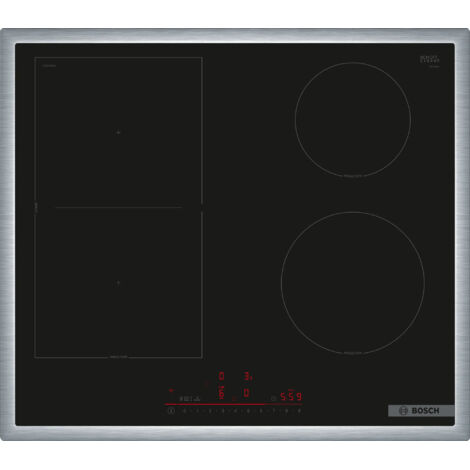 BOSCH Bosch PVS64RHB1E Série 6 Plaque de cuisson intelligente à induction (autosuffisante), 60 cm de large, combinaison de deux zones de cuisson, cadre circulaire, commande de la hotte par plaque de