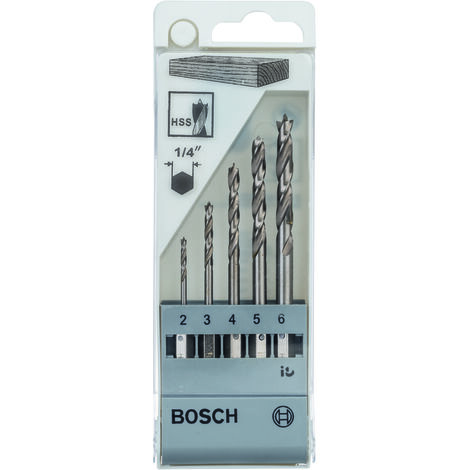 BOSCH - Broca helicoidal madera, hexagonal 1/4 6 x 63 x 106 mm