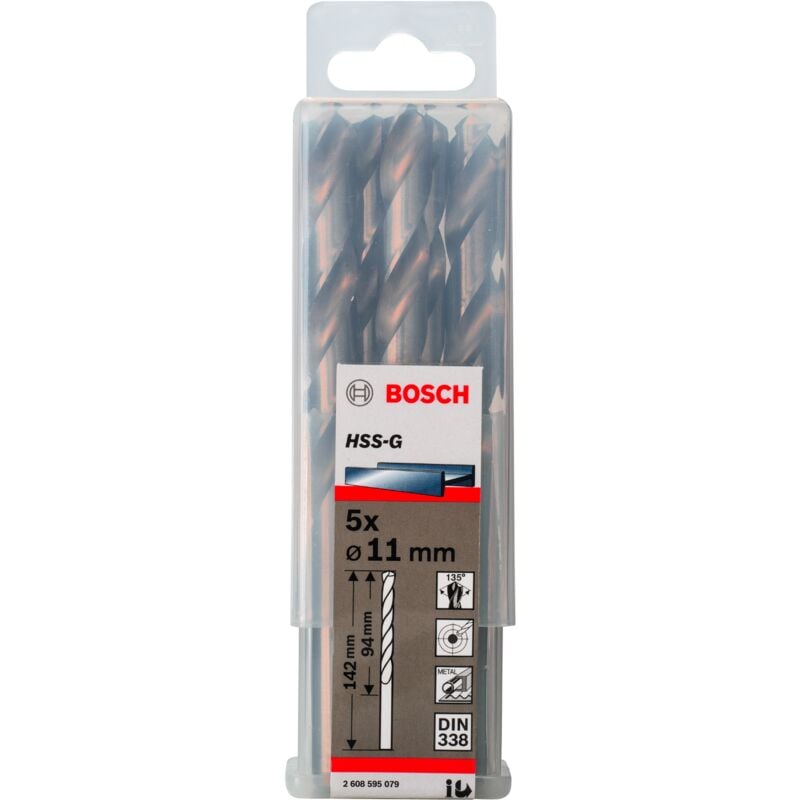 

BOSCH 2608595079 Broca para metal HSS-G, DIN 338 11 x 94 x 142 mm