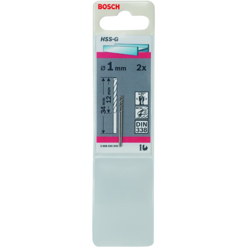 

Bosch - 2608585906 Broca para metal HSS-G, DIN 338 1 x 12 x 34 mm