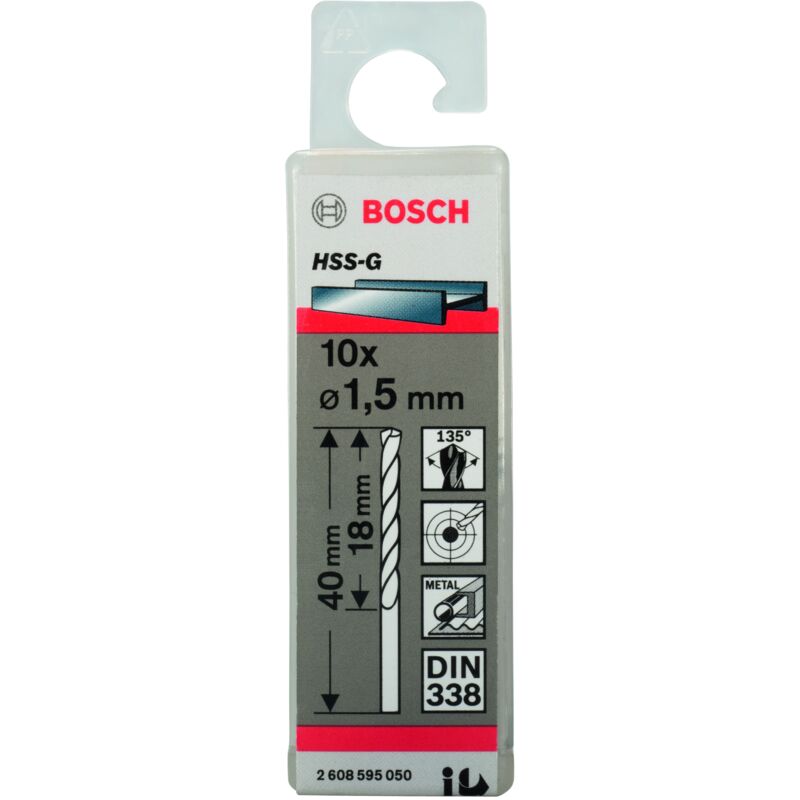 

2608595050 Broca para metal HSS-G, DIN 338 1,5 x 18 x 40 mm - Bosch