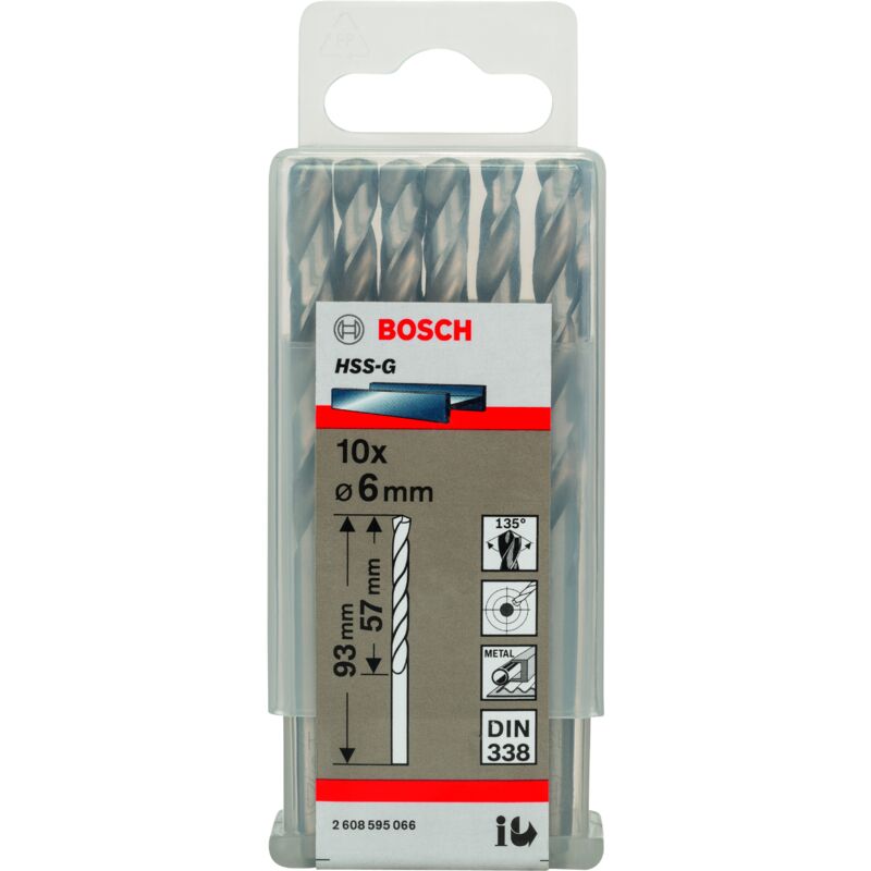 

BOSCH 2608595066 Broca para metal HSS-G, DIN 338 6 x 57 x 93 mm