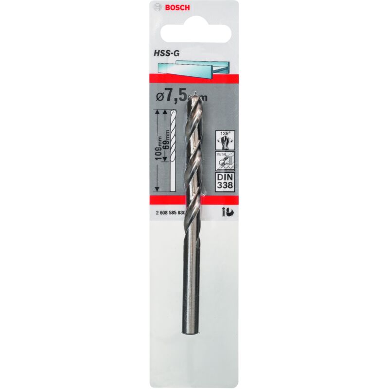 

2608585930 Broca para metal HSS-G, DIN 338 7,5 x 69 x 109 mm - Bosch