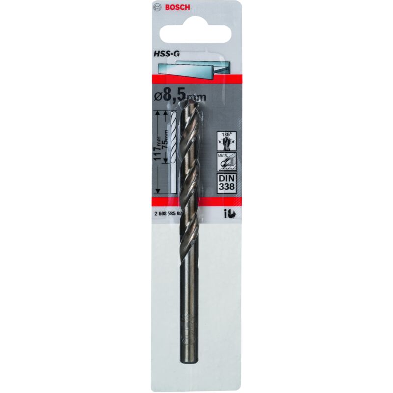 

BOSCH 2608585933 Broca para metal HSS-G, DIN 338 8,5 x 75 x 117 mm