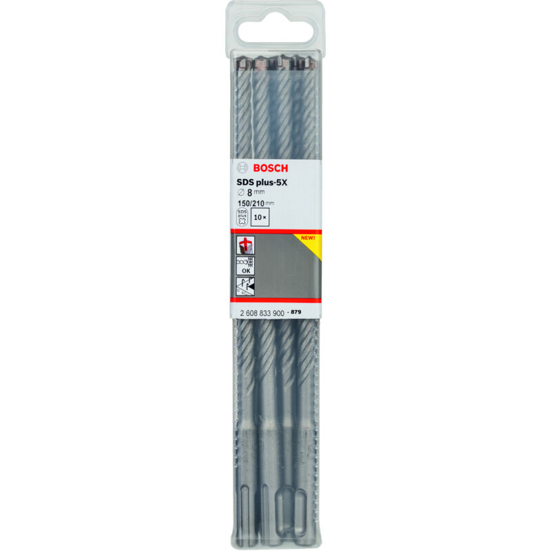 

BOSCH 2608833900 Brocas martillos perforadores SDS-plus-5X 8 x 150 x 210 mm