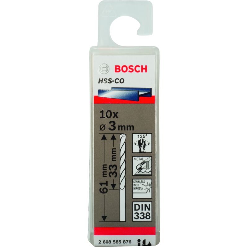 

BOSCH 2608585876 Brocas metálicas HSS-Co, DIN 338 3 x 33 x 61 mm