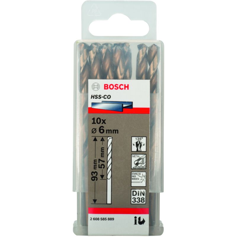 

2608585889 Brocas metálicas HSS-Co, DIN 338 6 x 57 x 93 mm - Bosch