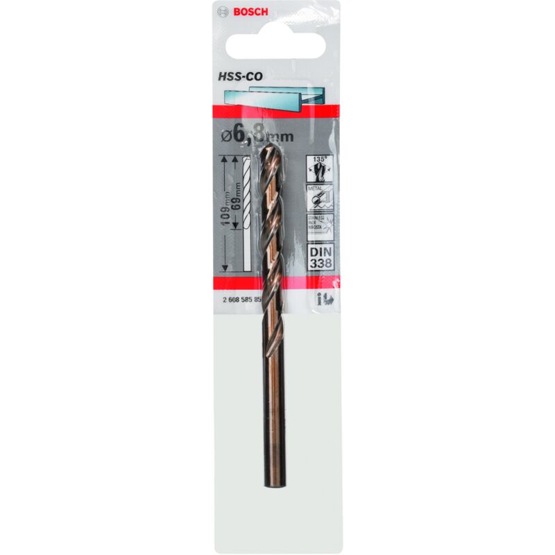 

BOSCH 2608585857 Brocas metálicas HSS-Co, DIN 338 6,8 x 69 x 109 mm