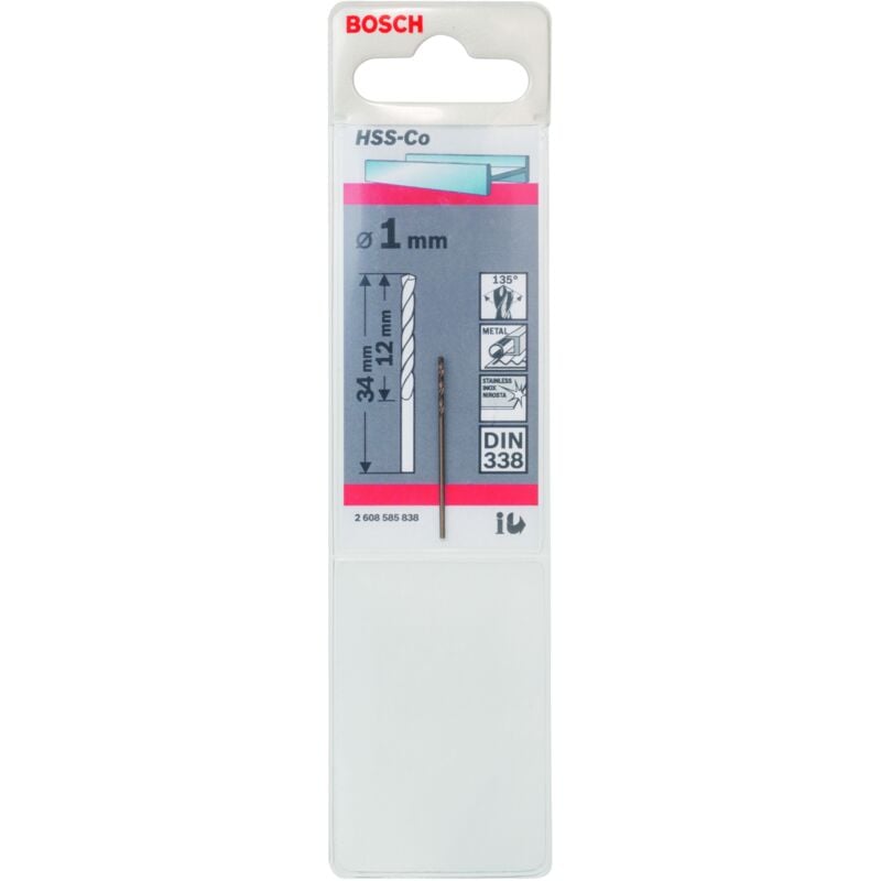 

2608585838 Brocas metálicas HSS-Co, DIN 338 1 x 12 x 34 mm - Bosch