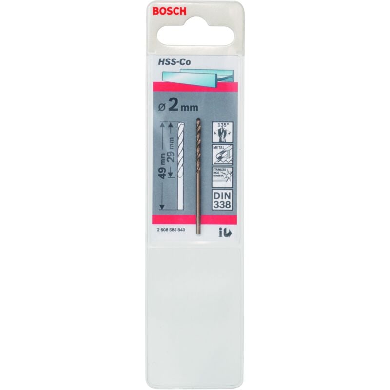 

2608585840 Brocas metálicas HSS-Co, DIN 338 2 x 29 x 49 mm - Bosch