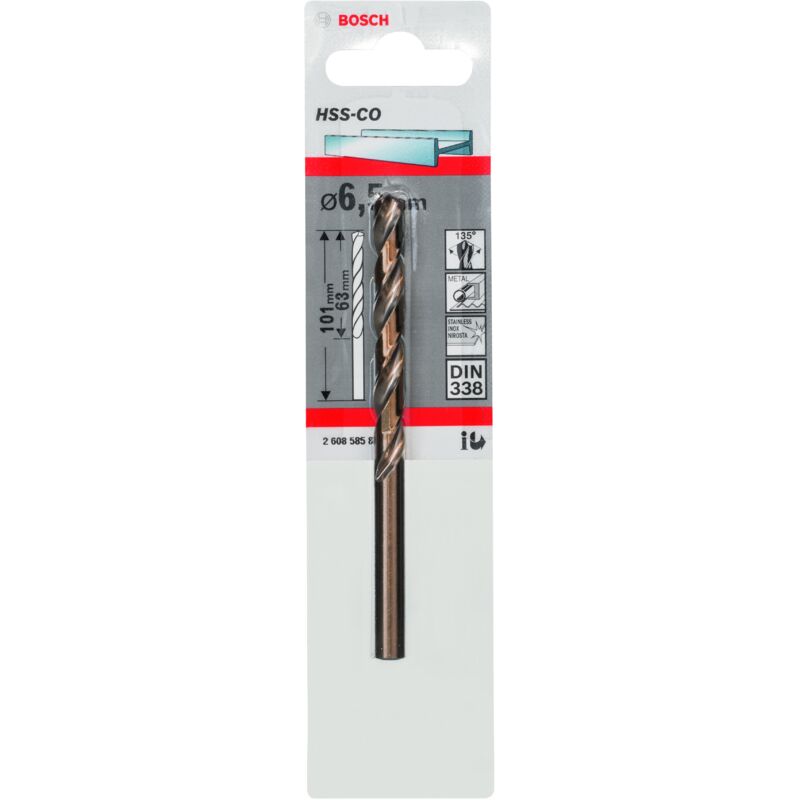 

2608585856 Brocas metálicas HSS-Co, DIN 338 6,5 x 63 x 101 mm - Bosch