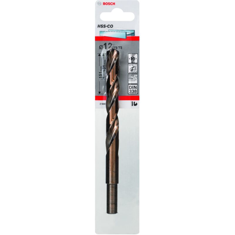 

2608585869 Brocas metálicas HSS-Co, DIN 338 12 x 101 x 151 mm - Bosch