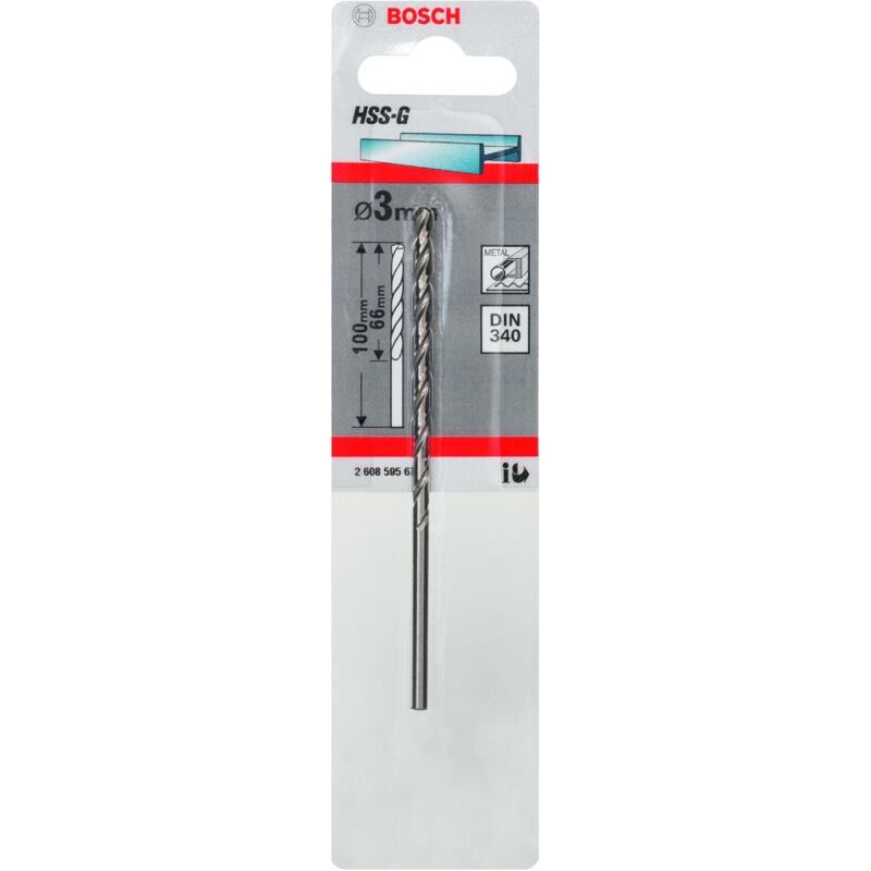 

BOSCH 2608595676 Brocas para metal HSS-G, DIN 340 3 x 66 x 100 mm
