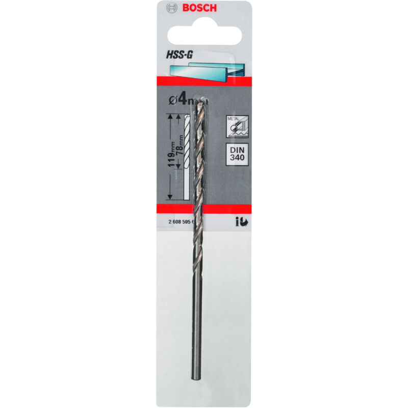 

BOSCH 2608595679 Brocas para metal HSS-G, DIN 340 4 x 78 x 119 mm