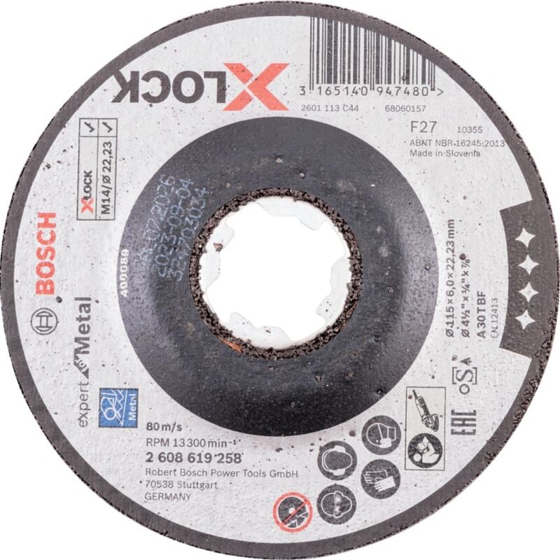 115 x 6MM X-Lock Expert for Metal dpc (Depressed Centre) Grinding Disc - Bosch