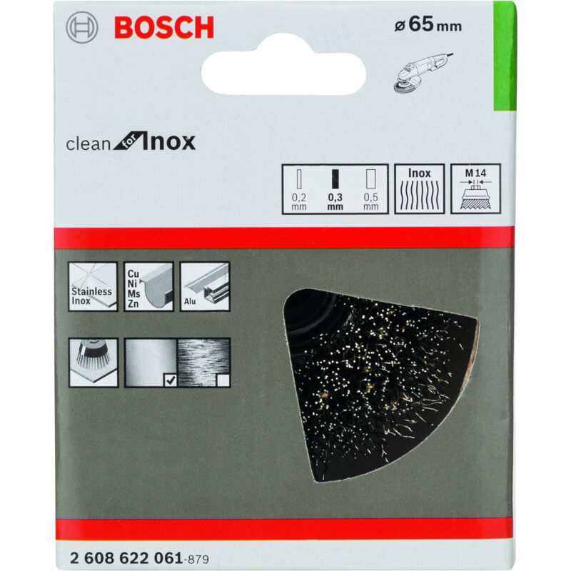 

2608622061 Cepillo (tipo vaso), inoxidable 65 mm 0,3 mm M14 - Bosch