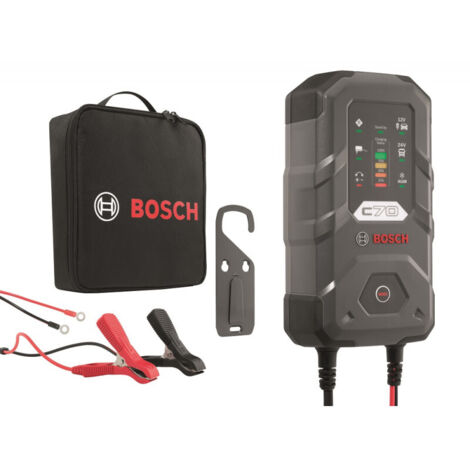 Bosch – Chargeur pour électroportatif C70 12V et 24V 10A – Compatible plomb-acide, EFB, GEL, AGM – Protection IP65 – Charge optimisée