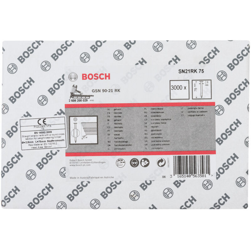 Chiodo a testa rotonda SN21RK 75 2,8 mm, 75 mm, senza rivestimento, liscio, confezione da 3000 pezzi