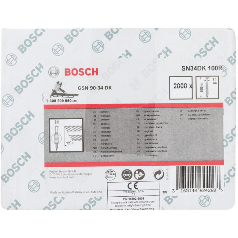 D-Kopf chiodo a strisce SN34DK 100R, 3,1 mm, 100 mm, senza rivestimento, 2000 pezzi