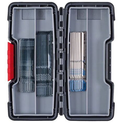 Bosch – Coffret de 30 lames de scie sauteuse pour bois tendre et métal – Acier HCS et HSS – Coupes droites et courbes – Boîte de rangement ABS - 2607010903