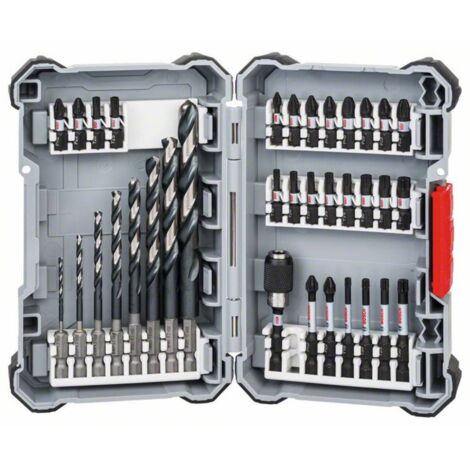 Bosch – Coffret de 35 embouts pour visseuse – Acier modifié S2 – Embouts PH, PZ, T – Forets HSS pour métal et bois – Compatible avec perceuses à percussion - 2608577148